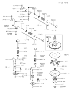 Valve And Camshaft Diagram and Parts List for FX801V-DS25  Cub Cadet Lawn Tractor